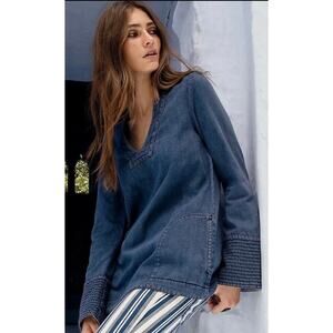 Free People Dreaming Of Denim Hendrix Blue Tunic S NWT